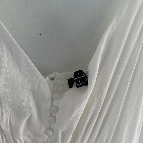 Lulu’s Light Breeze White Striped Crochet Lace Tiered Maxi Dress Size XL - Picture 2 of 4